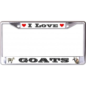 I Love Goats Chrome License Plate Frame