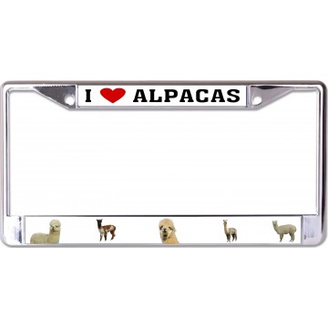 I Love Alpacas Chrome License Plate Frame