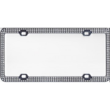 Chrome With Triple Rows Diamond License Plate Frame