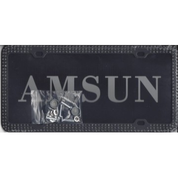 Triple Row Black Diamonds License Plate Frame 