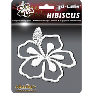3D Cals Hibiscus Flower Chrome Plastic Auto Decal