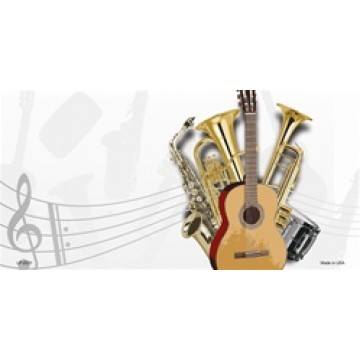 Musical Instruments With Music Notes Metal License Plate