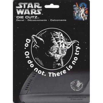 Star Wars Yoda Try White Die Cut Vinyl Decal