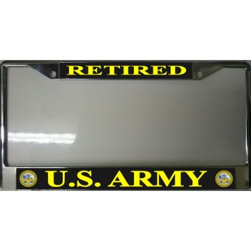 U.S. Army Retired Chrome License Plate Frame 