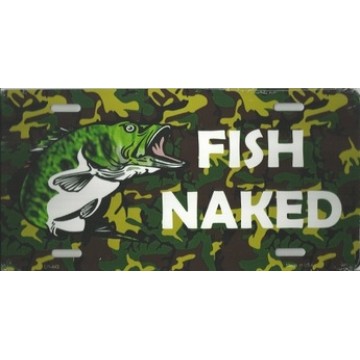 Fish Naked Metal License Plate