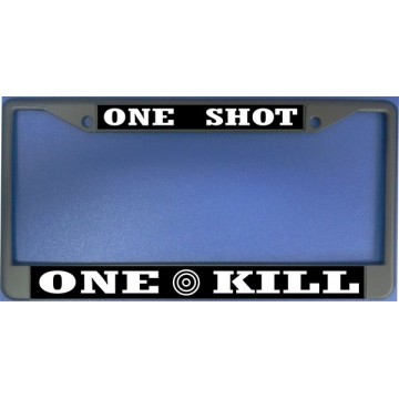 One Shot One Kill Chrome License Plate Frame 