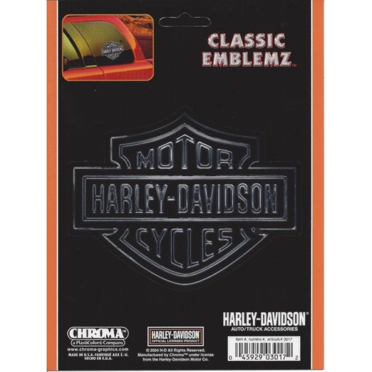 Harley-Davidson Logo - Chrome And Black Embossed Decal 