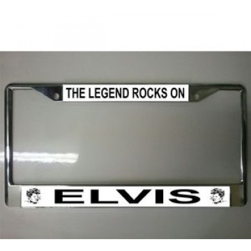 Elvis, The Legend Rocks On Chrome License Plate Frame 