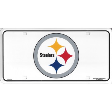Pittsburgh Steelers White Metal License Plate