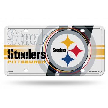 Pittsburgh Steelers White Circle Design Metal License Plate