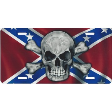 Rebel Skull Photo License Plate 