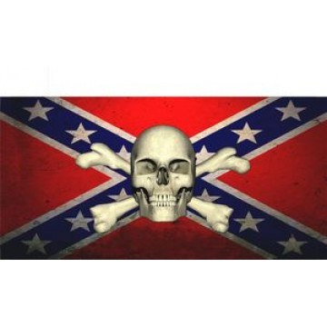 Rebel Skull & Crossed Bones Photo License Plate