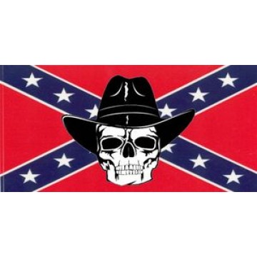Rebel Flag With Cowboy Skull  Photo License Plate