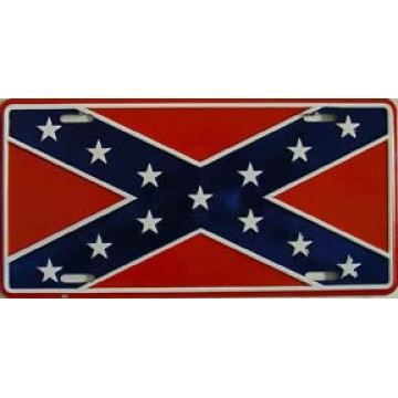 Confederate Flag Metal License Plate 