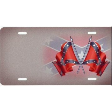 Double Rebel Flag Offset License Plate 