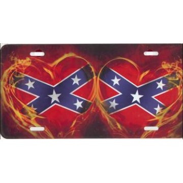 Rebel Hearts With Flames License Plate