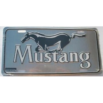 Ford Mustang Grey Metal License Plate 