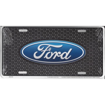 Ford Oval On Honeycomb Metal License Plate 