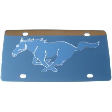 Mustang Silver Logo Stainless Steel License Plate