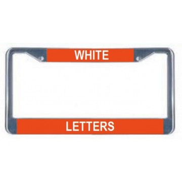Tangerine Background with White Letters License Plate Frame Strips 