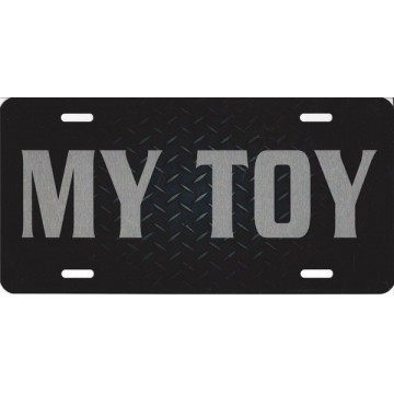 My Toy Black Diamond Plate With Brushed Aluminum Photo License Plate
