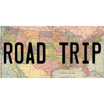 Road Trip Over Map Photo License Plate 