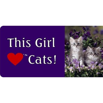 This Girl Love's Cats Photo License Plate 