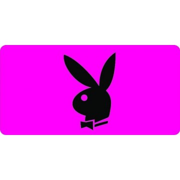 Black Playboy Bunny On Pink Photo License Plate 