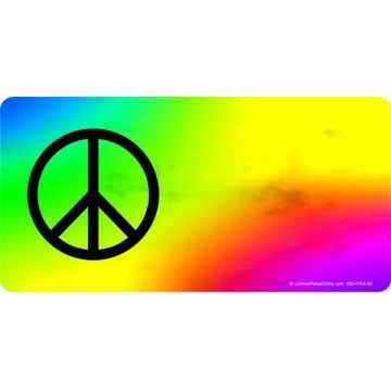 Peace Offset On Tie Dye Photo License Plate 