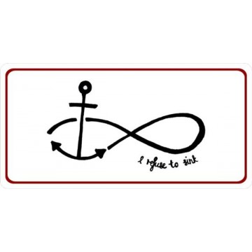 Anchor With Infinity Symbol I Refuse To Sink Photo License Plate 