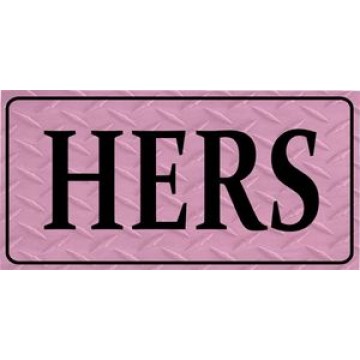 Hers On Pink Diamond Plate Photo License Plate 