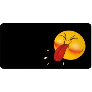 Raspberry Face on Teal License Plate 