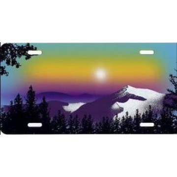 Mountains With Snow Full Color License Plate 