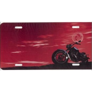 Motorcycle (Chopper) Offset Red License Plate 