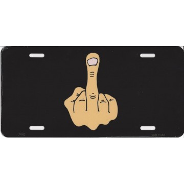 Middle Finger Metal License Plate 