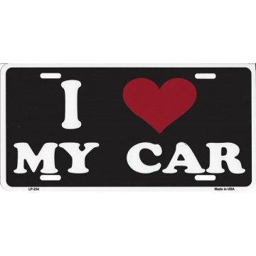 I Love My Car Metal License Plate 
