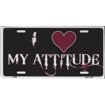 I Heart My Attitude Metal License Plate 