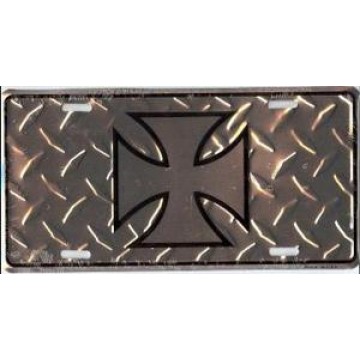 Iron Cross on Diamond License Plate 