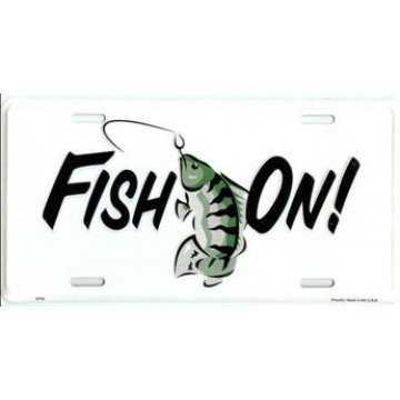 Fish On Fishing Metal License Plate