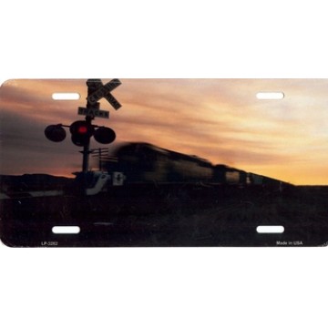 Rail Road Crossing Metal License Plate 