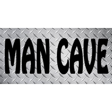Man Cave Diamond Plate Photo License Plate 