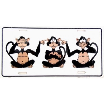 See, Hear, Speak No Evil Metal License Plate 