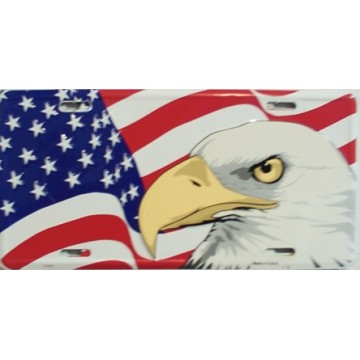 American Flag Eagle License Plate 