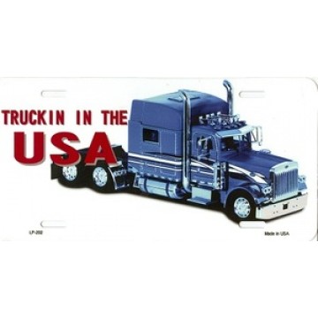 Trucking In The U.S.A. Metal License Plate 