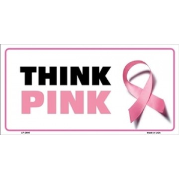 Think Pink Breast Cancer Metal License Plate 