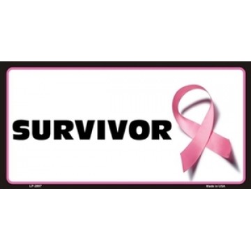 Survivor Breast Cancer Metal License Plate 