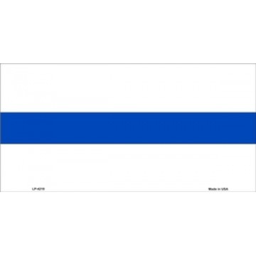 Thin Blue Line On White Metal License Plate 