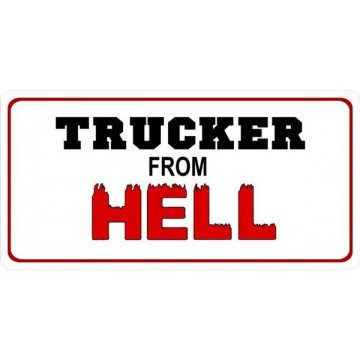 Trucker From Hell Photo License Plate 