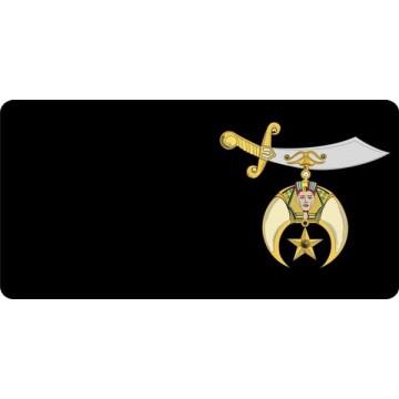 Shriner Offset On Black Photo License Plate 