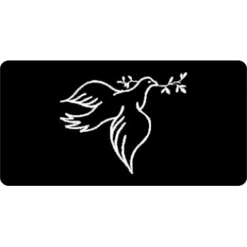 Centered White Dove with Olive Branch Photo License Plate